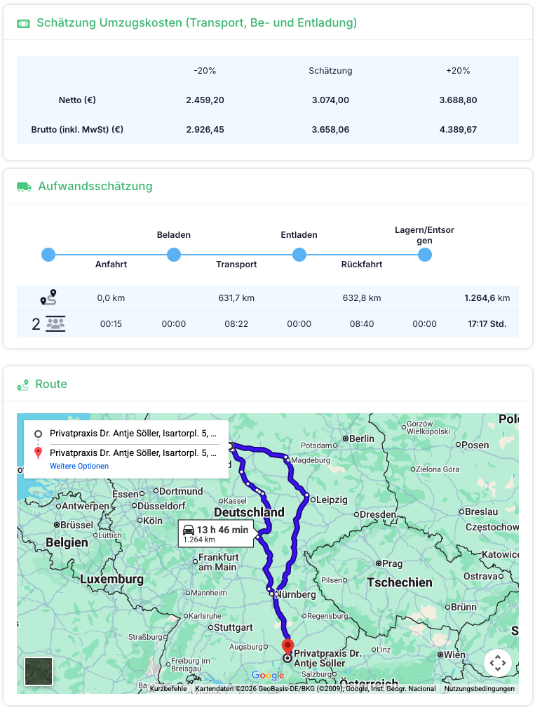 Preisschätzung Screenshot